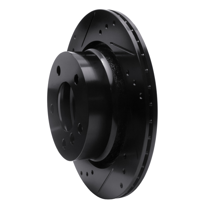 BMW Z4 Brake Rotor (1) - Rear Left - R1 Concepts - Drilled & Slotted - Black - `03-`08